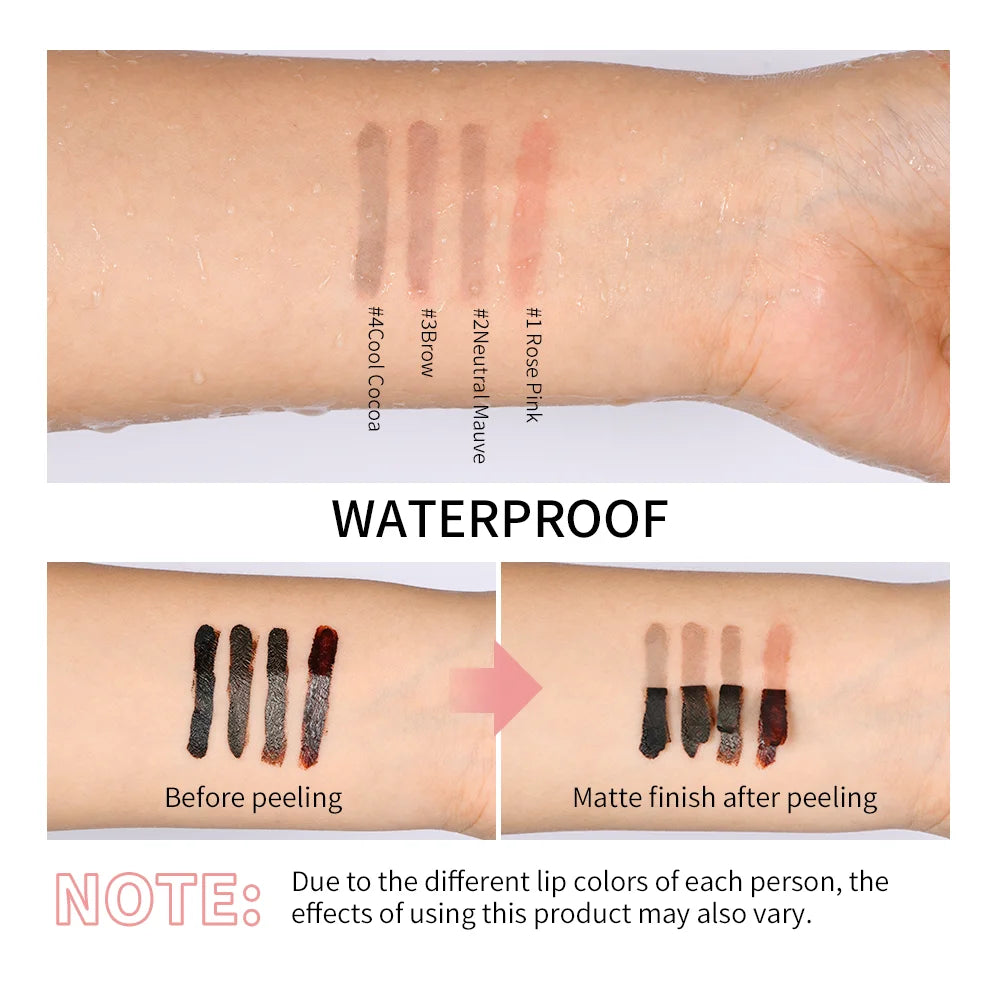 Crayon à Lèvres Effet Tattoo – Gloss Mat Longue Tenue, Résistant à l’Eau, Teinte Marron, Encre à Lèvres Pelable pour Contour Parfait
