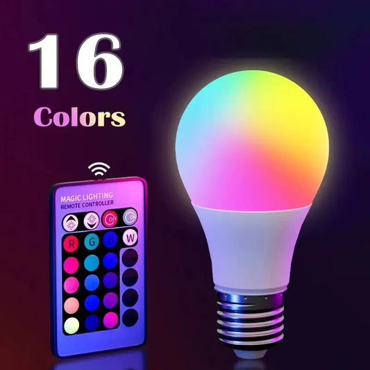 Ampoule LED RGB 16 Couleurs E27 – Multicolore Dimmable 220V avec Télécommande 24 Touches, Lampe Intelligente pour Ambiance et Éclairage Domestique