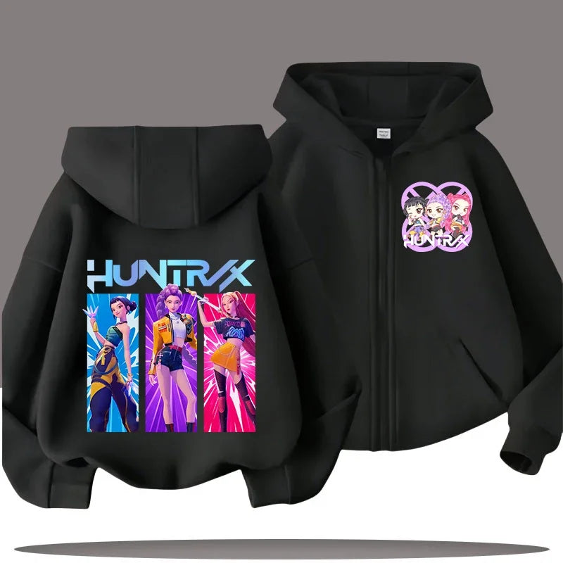 Sweat à Capuche Zippé Enfant – Funny Kpop Demon Hunters 🧥✨  Pour filles et garçons | Confort & style au quotidien